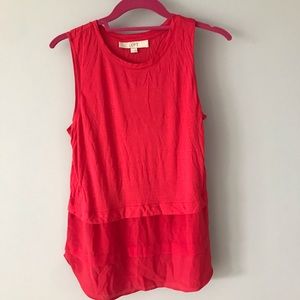 Dark pink / light red. Long flow shirt